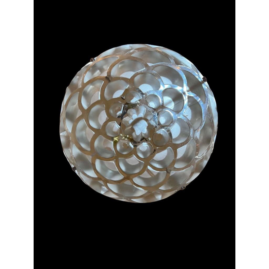 Suspension Plafonnier « Rinceaux » Verre Blanc de René LALIQUE | Biron Suspension Plafonnier "Rinceaux" Verre Blanc de René LALIQUE