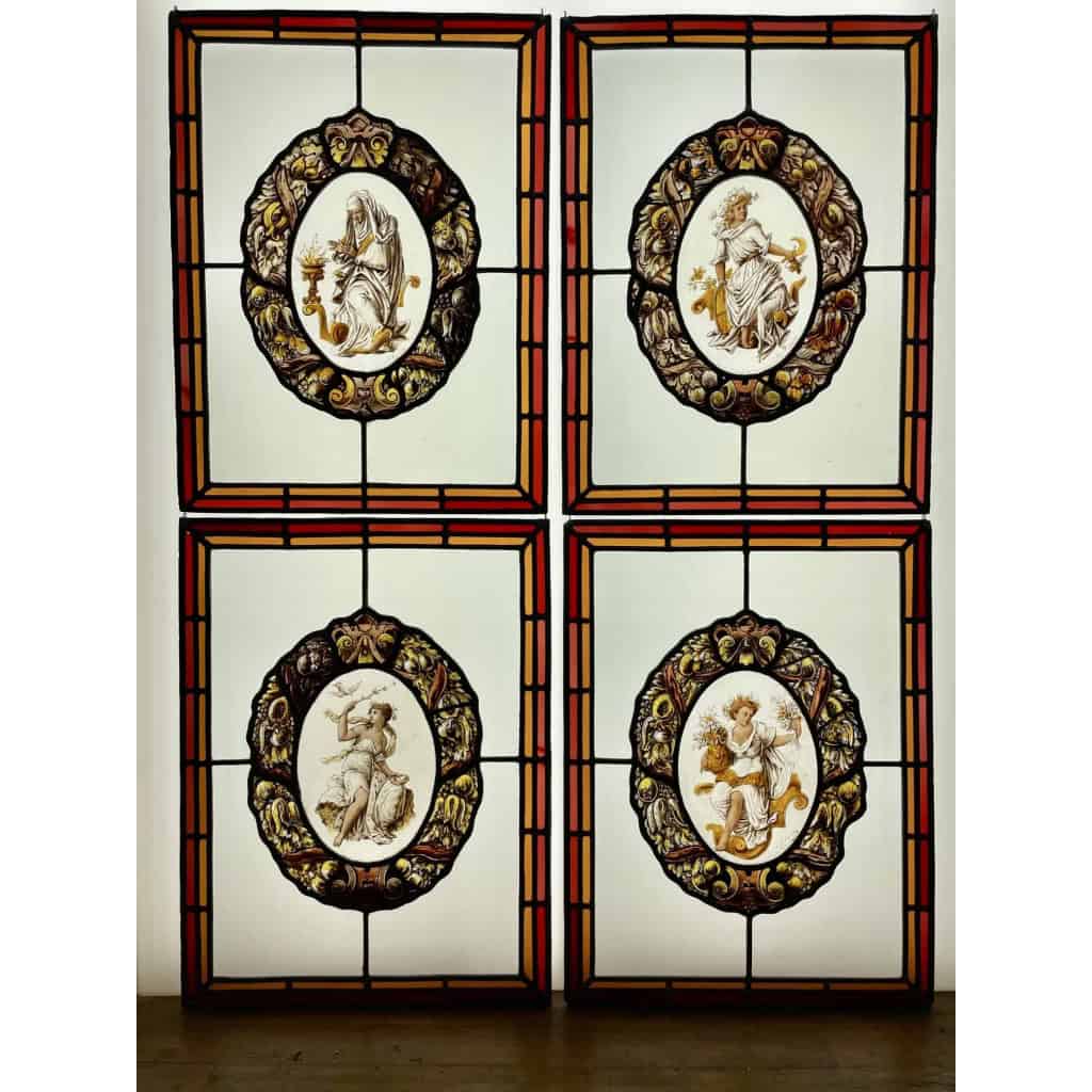 Vitrail vitraux Les 4 saisons par Joseph Ponsin | Biron ||||||||||||||