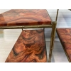 1950′ Paire de Tables Maison Baguès Décor Bambou en Bronze Doré Avec Plateaux Bois Décor Marbre 64 X 39 X H 58 cm