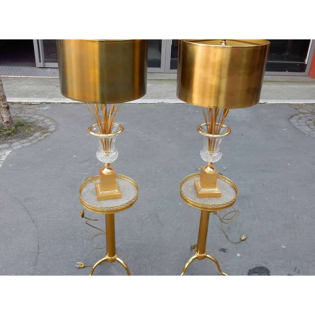 1950-70′ Paire de Lampes Vases Medicis en Cristal et Bronze Style Maison Charles | Biron 1950-70′ Paire de Lampes Vases Medicis en Cristal et Bronze Style Maison Charles