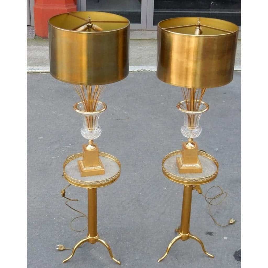 1950-70′ Paire de Lampes Vases Medicis en Cristal et Bronze Style Maison Charles | Biron 1950-70′ Paire de Lampes Vases Medicis en Cristal et Bronze Style Maison Charles