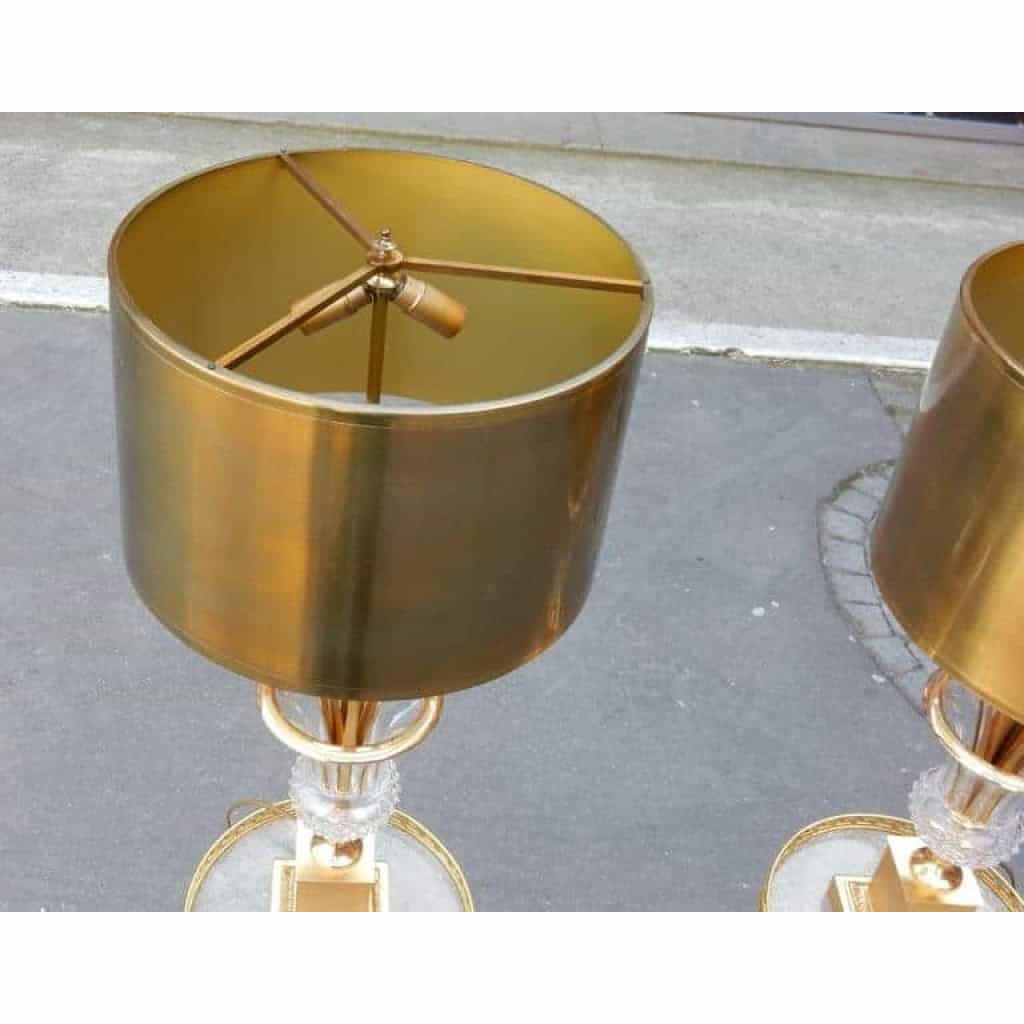 1950-70′ Paire de Lampes Vases Medicis en Cristal et Bronze Style Maison Charles | Biron 1950-70′ Paire de Lampes Vases Medicis en Cristal et Bronze Style Maison Charles
