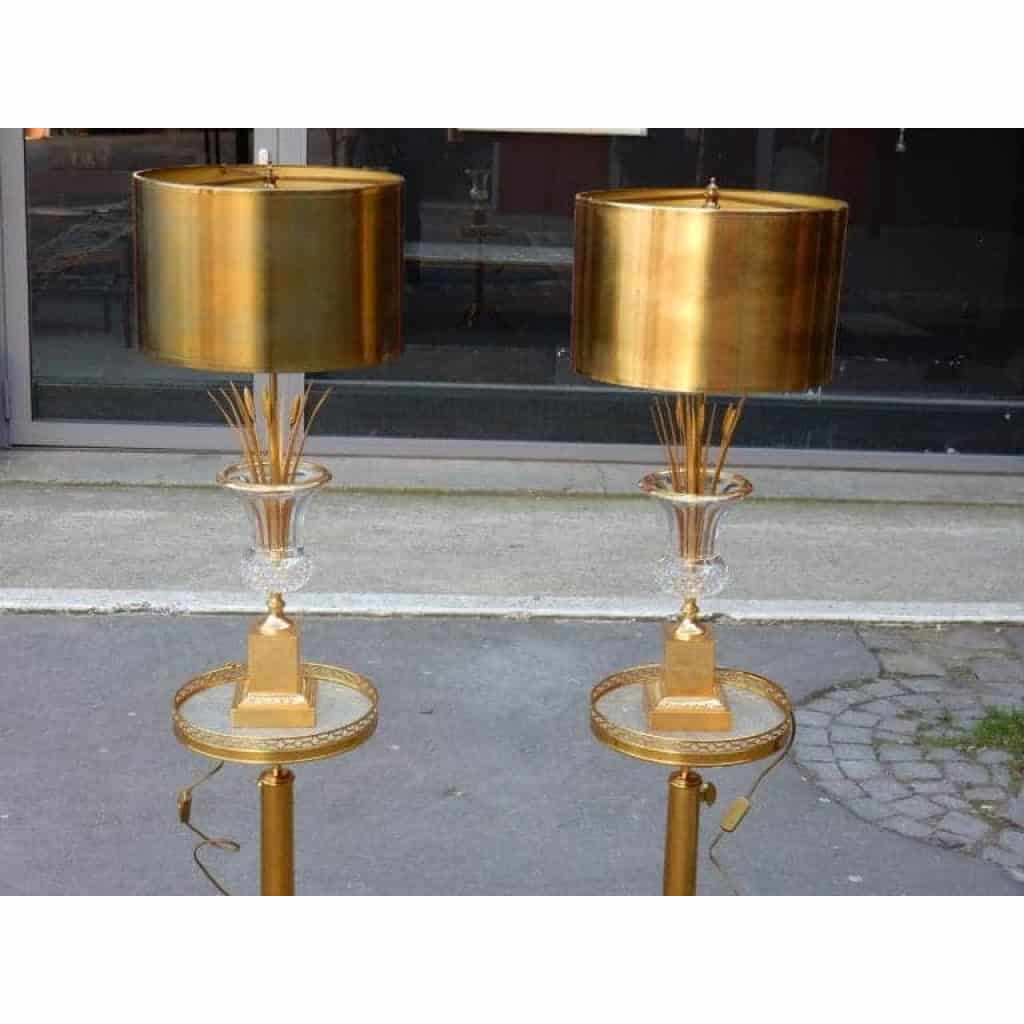 1950-70′ Paire de Lampes Vases Medicis en Cristal et Bronze Style Maison Charles | Biron 1950-70′ Paire de Lampes Vases Medicis en Cristal et Bronze Style Maison Charles