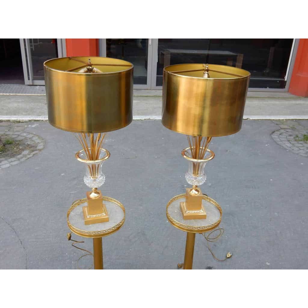 1950-70′ Paire de Lampes Vases Medicis en Cristal et Bronze Style Maison Charles | Biron 1950-70′ Paire de Lampes Vases Medicis en Cristal et Bronze Style Maison Charles