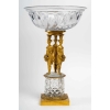 Coupe et base en cristal de baccarat et bronze doré d'époque restauration