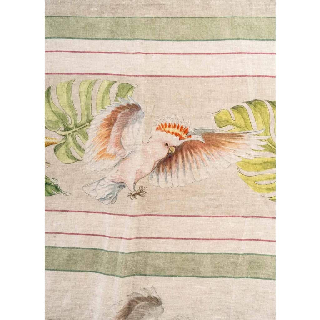 Tissu en lin « perroquets » | Biron Tissu en lin "perroquets"