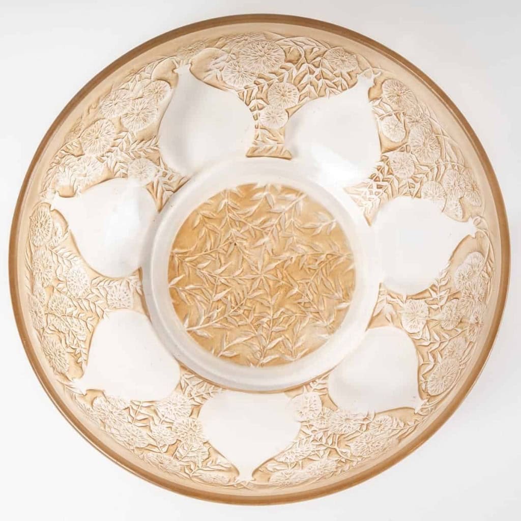 Coupe Bol « Vases » en verre blanc patiné sépia de René LALIQUE | Biron Coupe Bol "Vases" en verre blanc patiné sépia de René LALIQUE