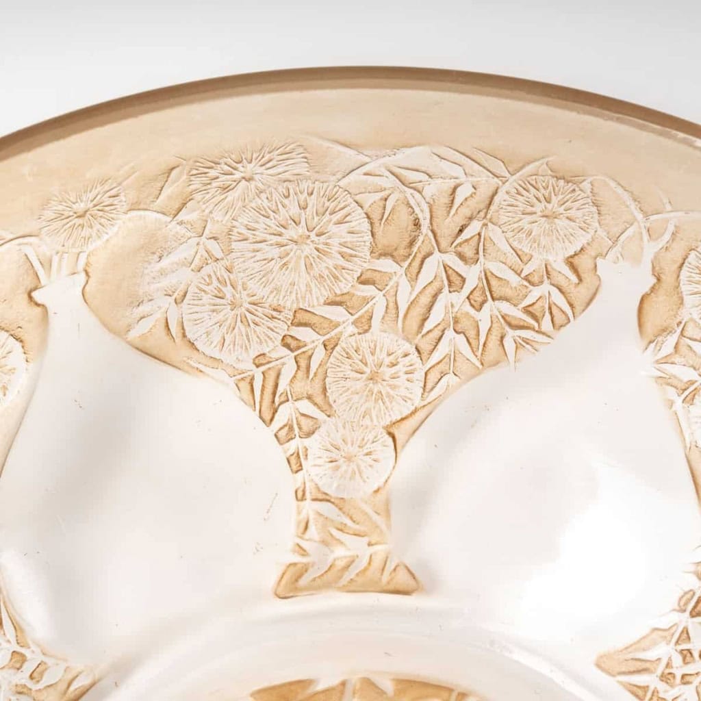 Coupe Bol « Vases » en verre blanc patiné sépia de René LALIQUE | Biron Coupe Bol "Vases" en verre blanc patiné sépia de René LALIQUE