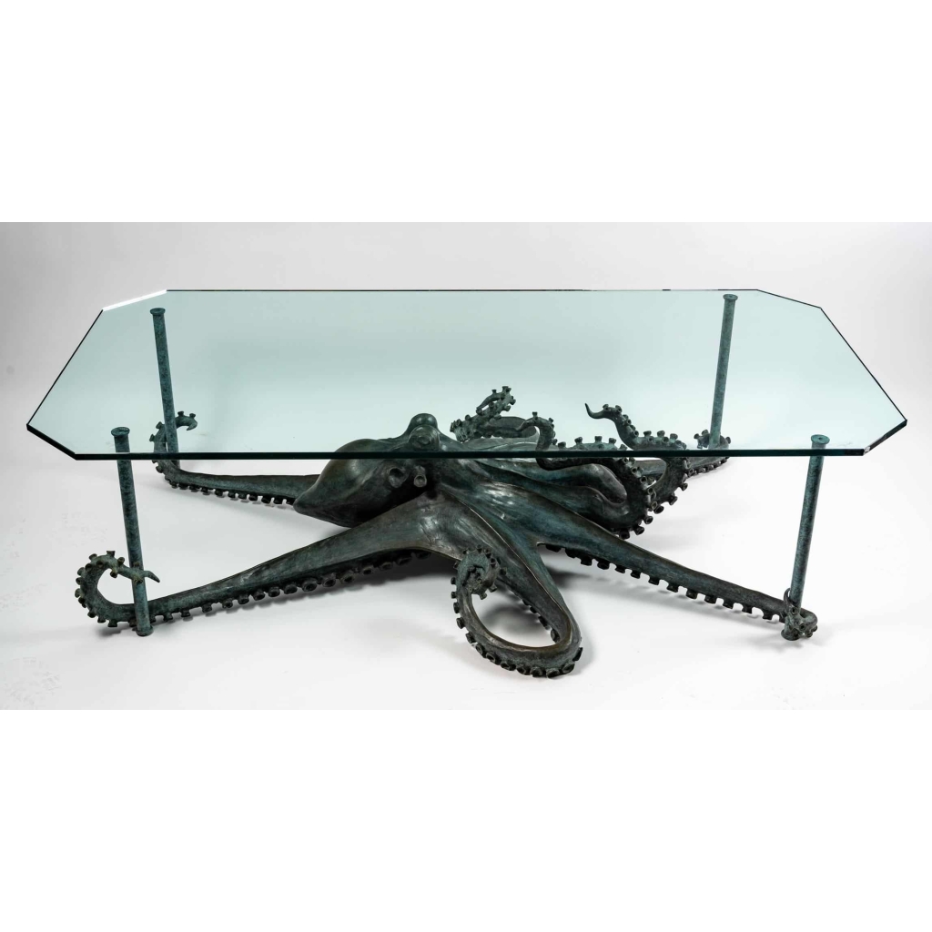 Sculpture Poulpe en bronze, patiné vert , XXème siècle | Biron ||||||||||||||