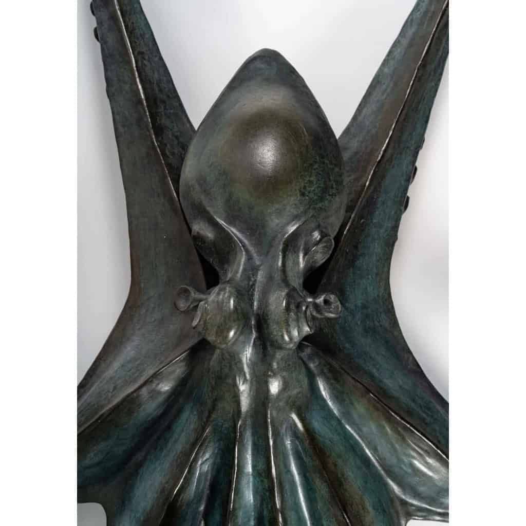 Sculpture Poulpe en bronze, patiné vert , XXème siècle | Biron Sculpture Poulpe en bronze, patiné vert , XXème siècle