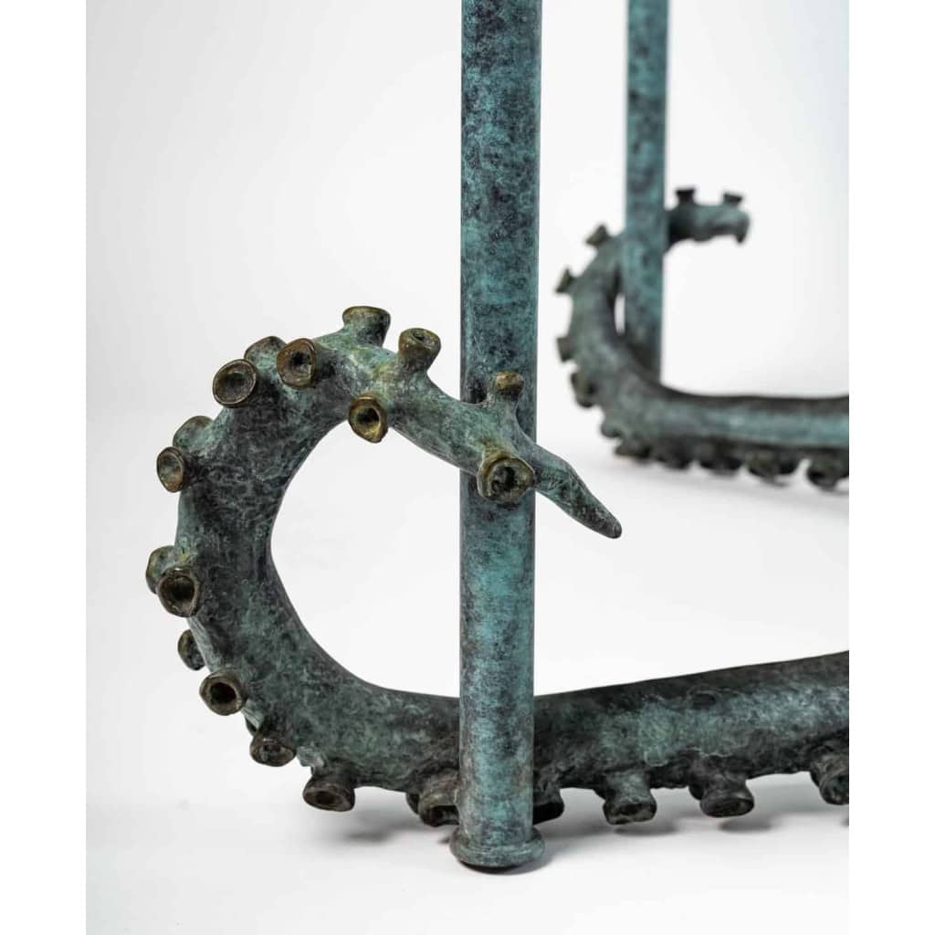 Sculpture Poulpe en bronze, patiné vert , XXème siècle | Biron Sculpture Poulpe en bronze, patiné vert , XXème siècle