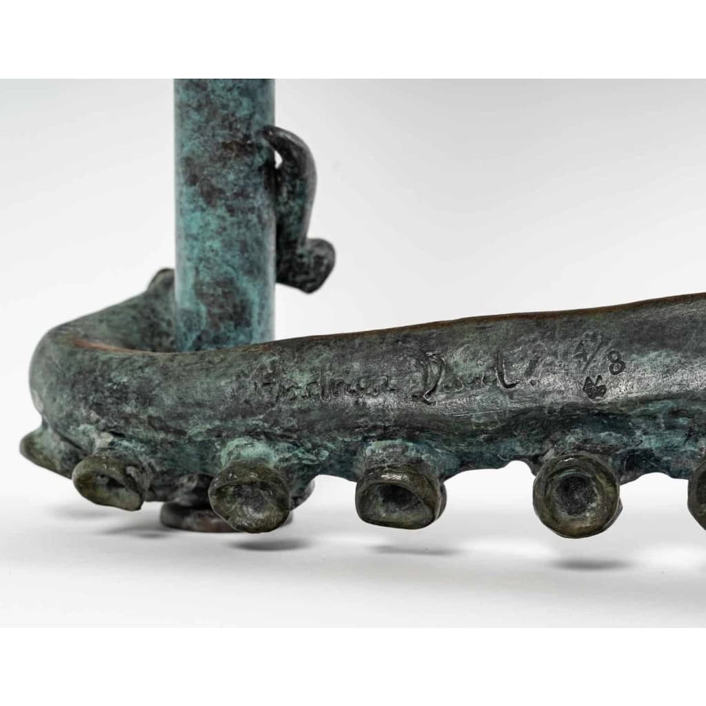 Sculpture Poulpe en bronze, patiné vert , XXème siècle | Biron Sculpture Poulpe en bronze, patiné vert , XXème siècle