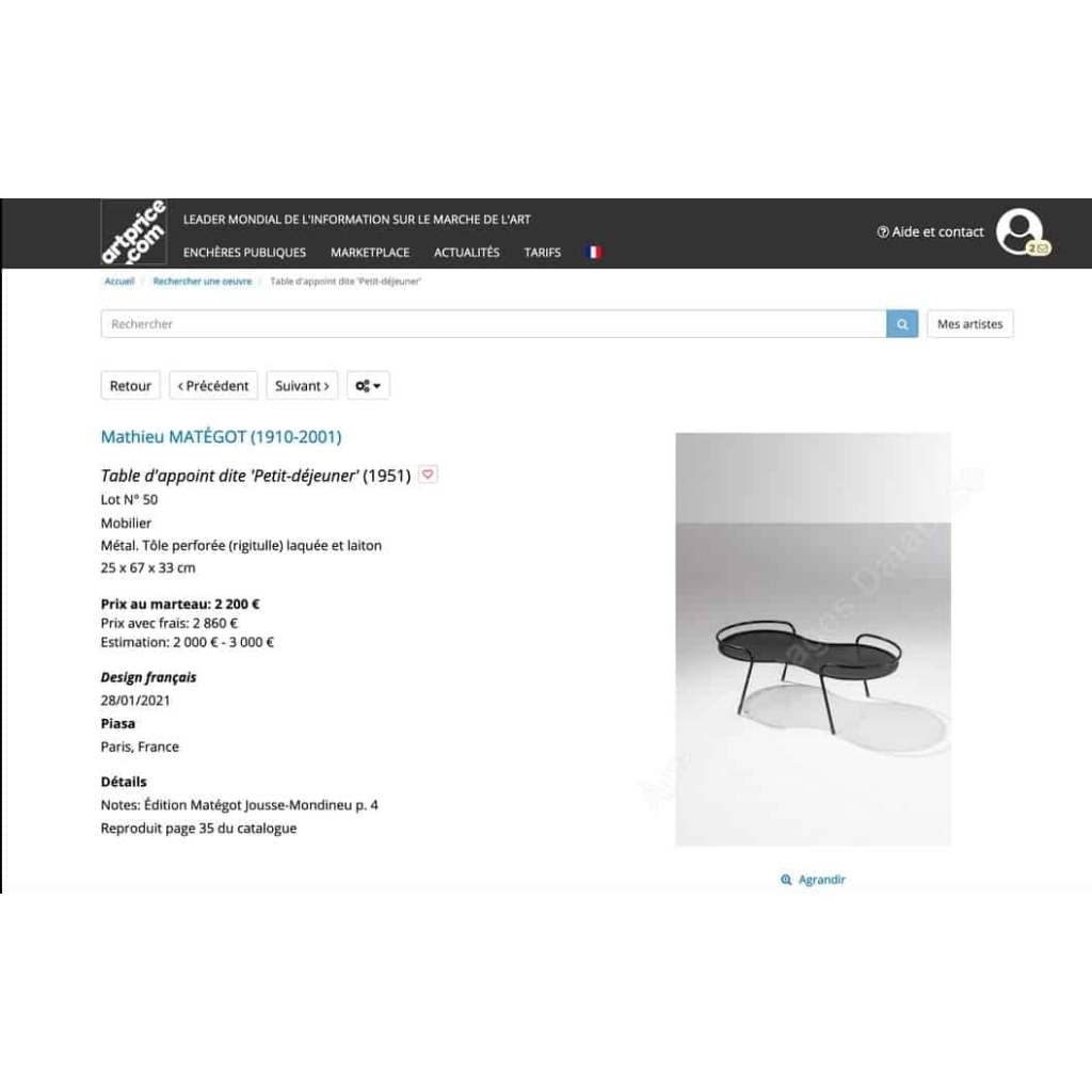 1951′ Mathieu Matégot Table Petit Déjeuner Fer Perforé 11