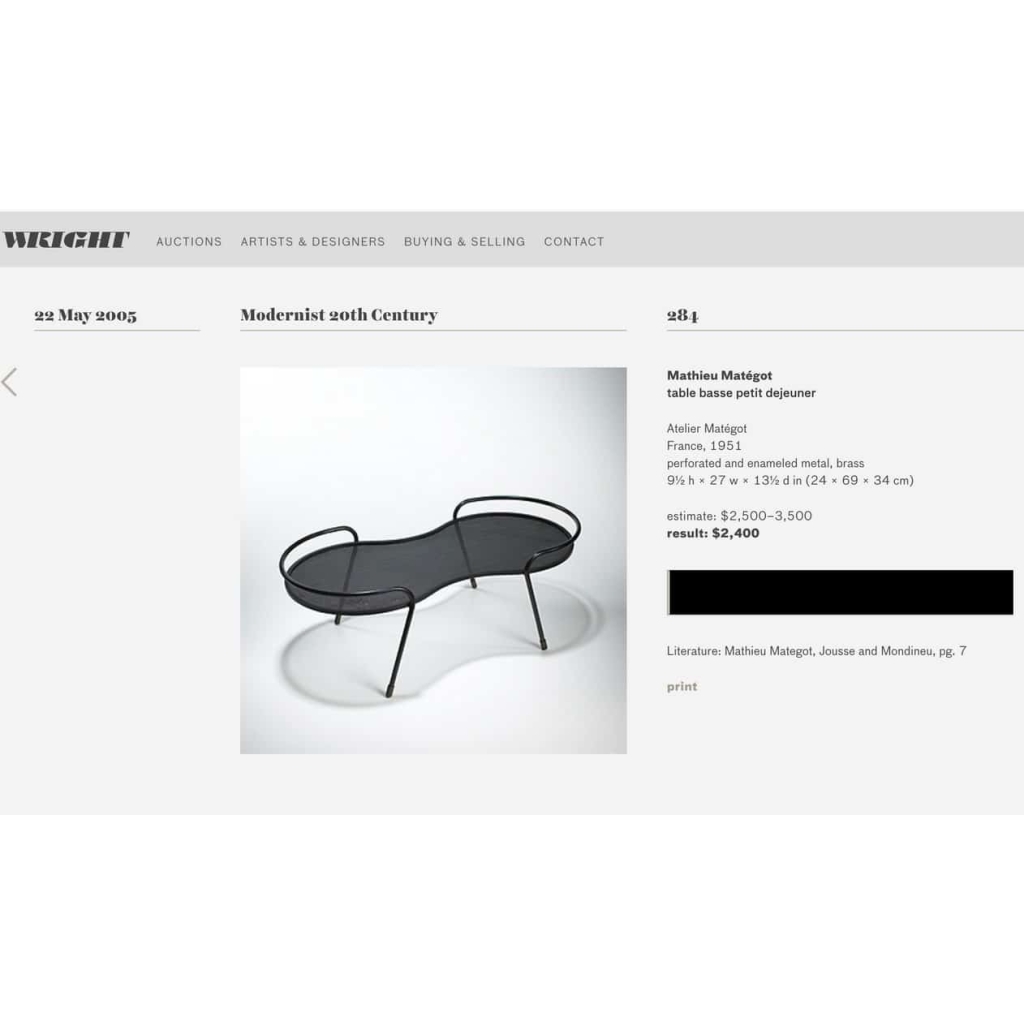 1951′ Mathieu Matégot Table Petit Déjeuner Fer Perforé 3