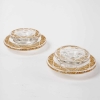 Paire de Bougeoirs « Ricquewihr » verre blanc patiné sépia de René LALIQUE | Biron Paire de Bougeoirs "Ricquewihr" verre blanc patiné sépia de René LALIQUE