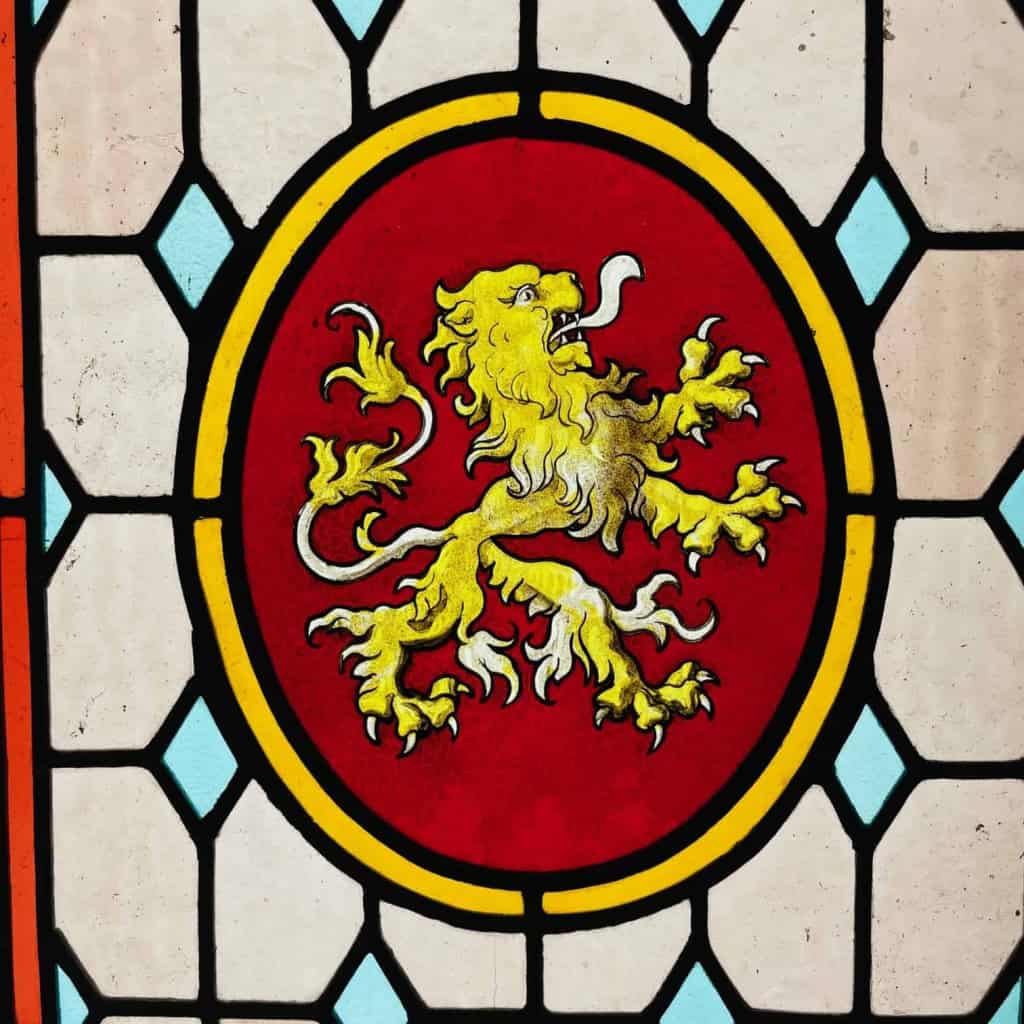Vitrail vitraux aux lion et dragon | Biron Vitrail vitraux aux lion et dragon