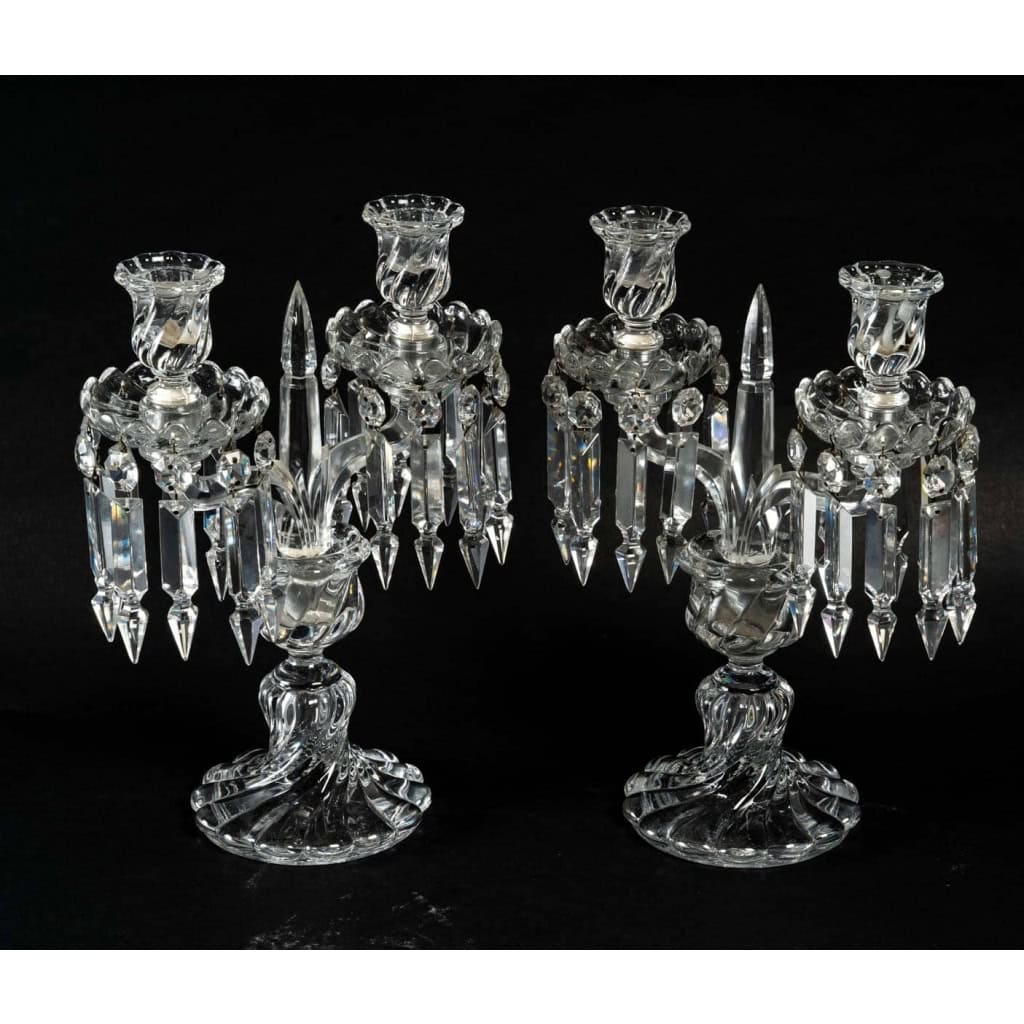 Paire de candélabres Baccarat, XXème siècle | Biron ||||||||