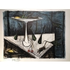 BUFFET Bernard Nature morte à la coupe de fruits sur fond bleu nuit Lithographie couleurs justifiée | Biron BUFFET Bernard Nature morte à la coupe de fruits sur fond bleu nuit Lithographie couleurs justifiée