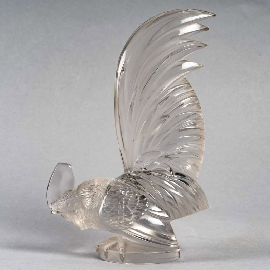 Mascotte « Coq Nain » verre blanc de René Lalique | Biron ||||||||||