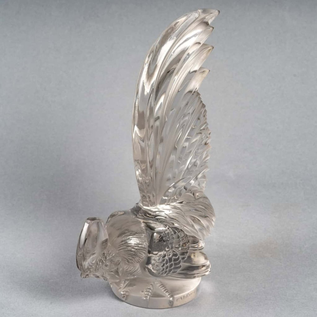 Mascotte « Coq Nain » verre blanc de René Lalique | Biron Mascotte « Coq Nain » verre blanc de René Lalique