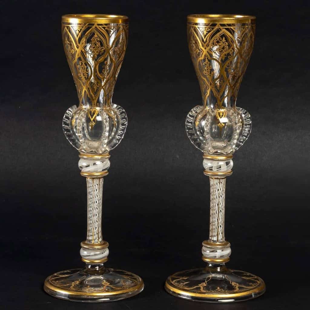 Paire de grands verres, XIXème siècle Pays Bas ou Angleterre | Biron |||||||||