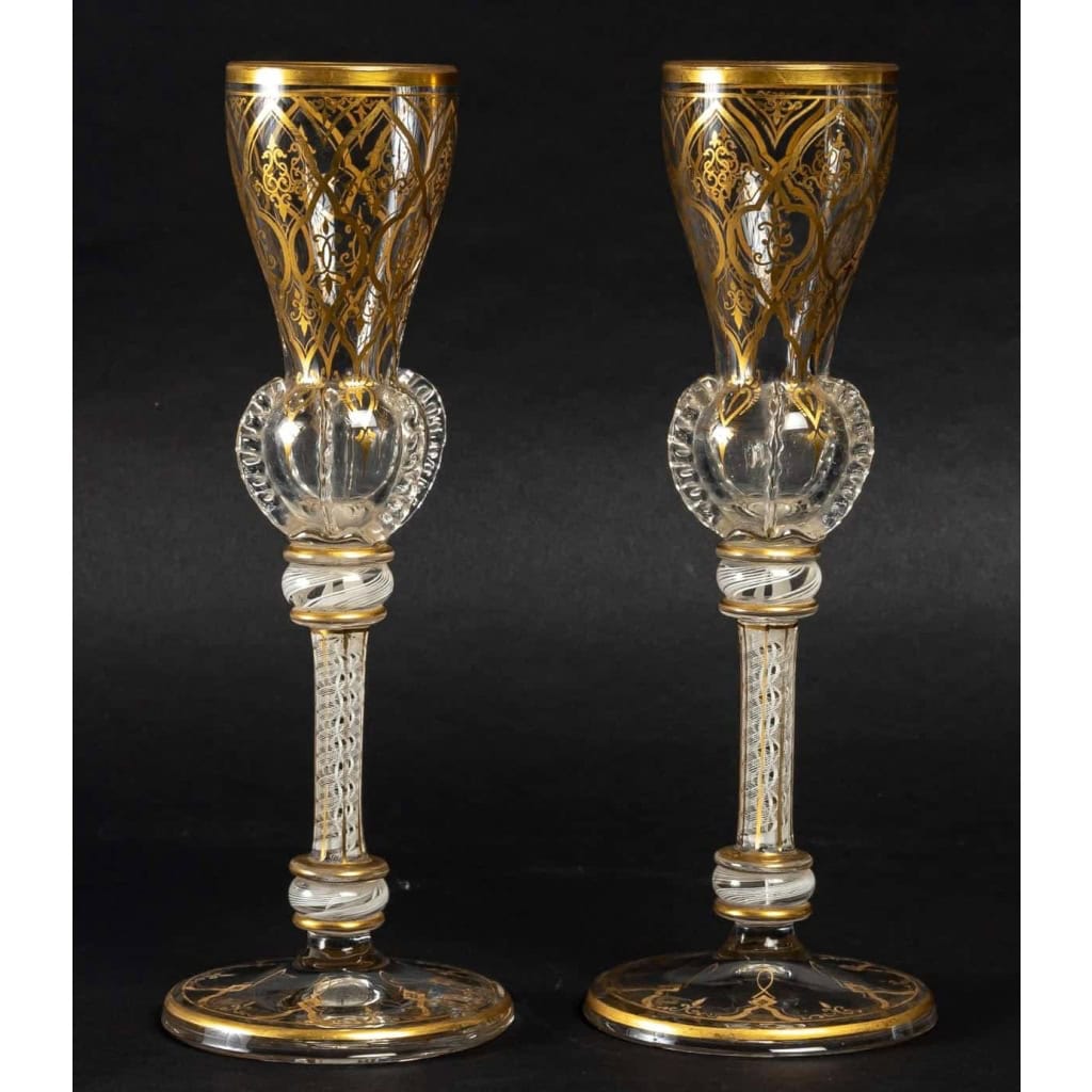 Paire de grands verres, XIXème siècle Pays Bas ou Angleterre | Biron Paire de grands verres, XIXème siècle Pays Bas ou Angleterre