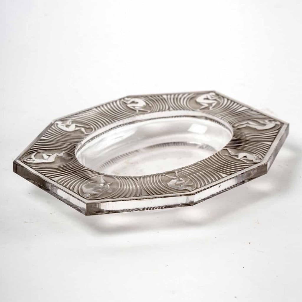 Cendrier « Alice » verre blanc patiné gris de René LALIQUE | Biron |||||||