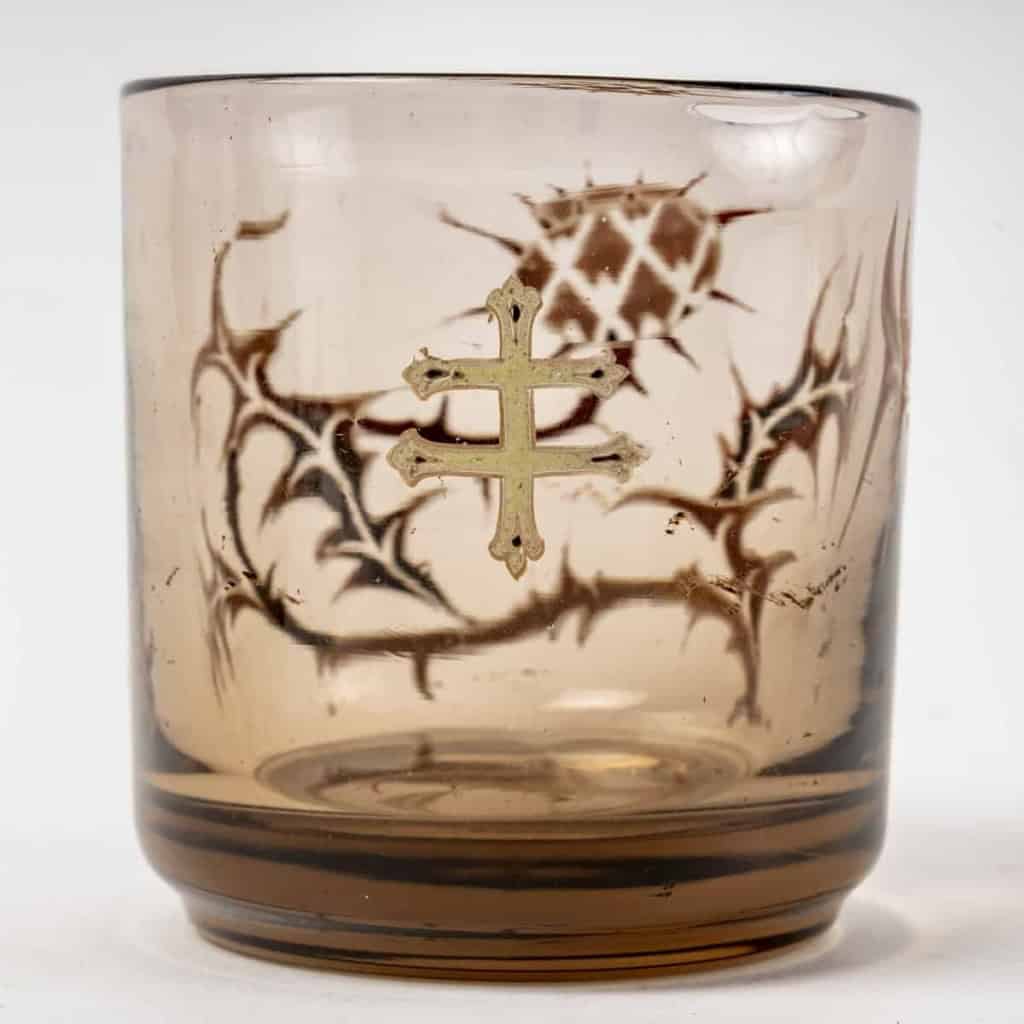 Service de Fumeurs « Chardons » en verre topaz émaillé d’Émile GALLE | Biron Service de Fumeurs « Chardons » en verre topaz émaillé d’Émile GALLE
