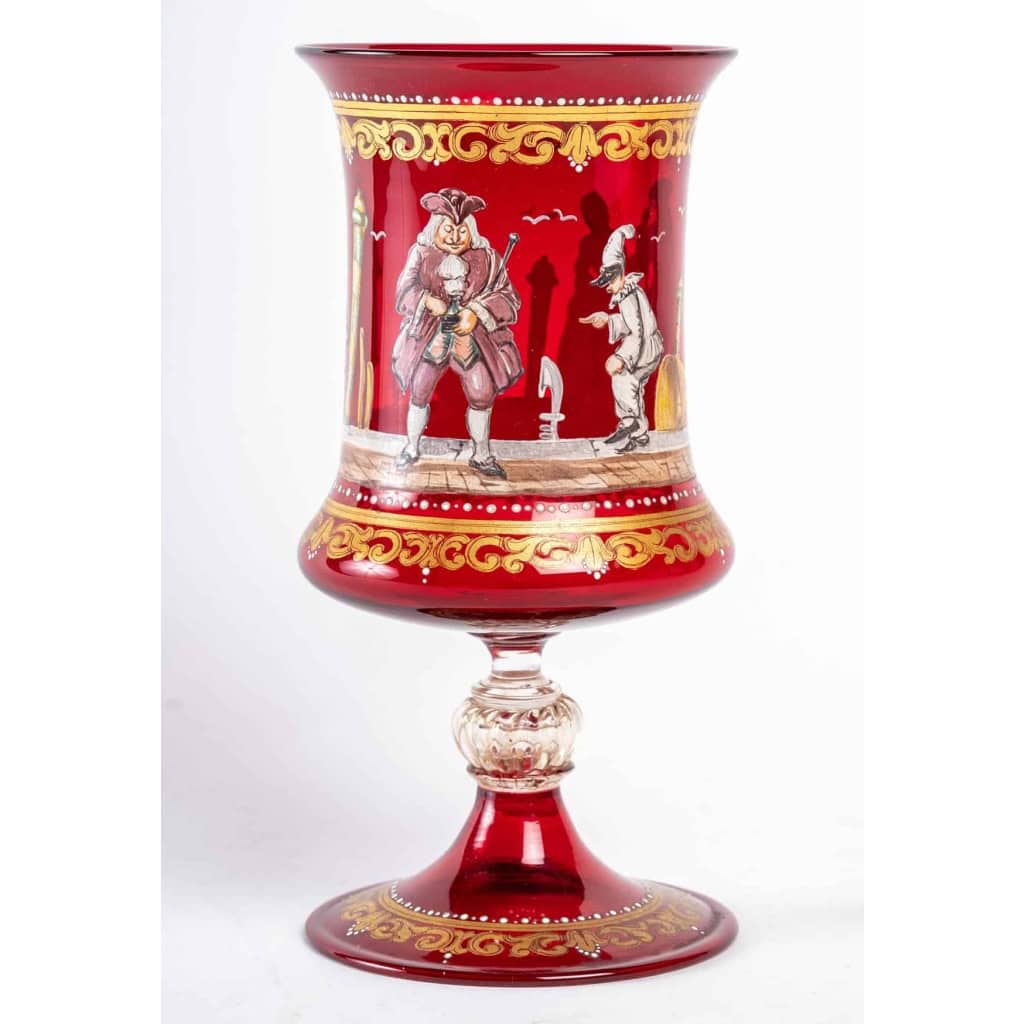 Coupe Venise rouge, commédia del arte 1920 | Biron Coupe Venise rouge, commédia del arte 1920
