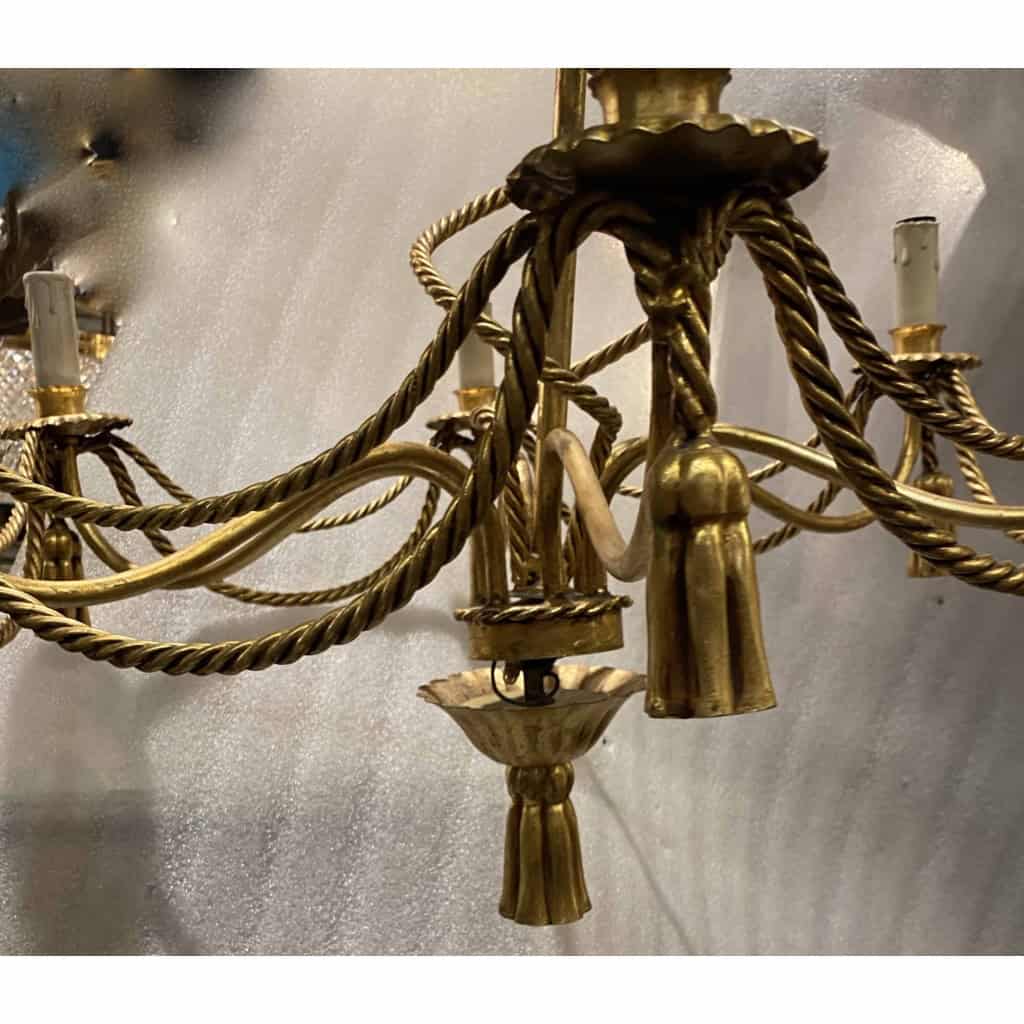 1950-70′ Paire de Lustres En Fer Doré DLG Maison Bagués Decor Passementerie | Biron 1950-70′ Paire de Lustres En Fer Doré DLG Maison Bagués Decor Passementerie