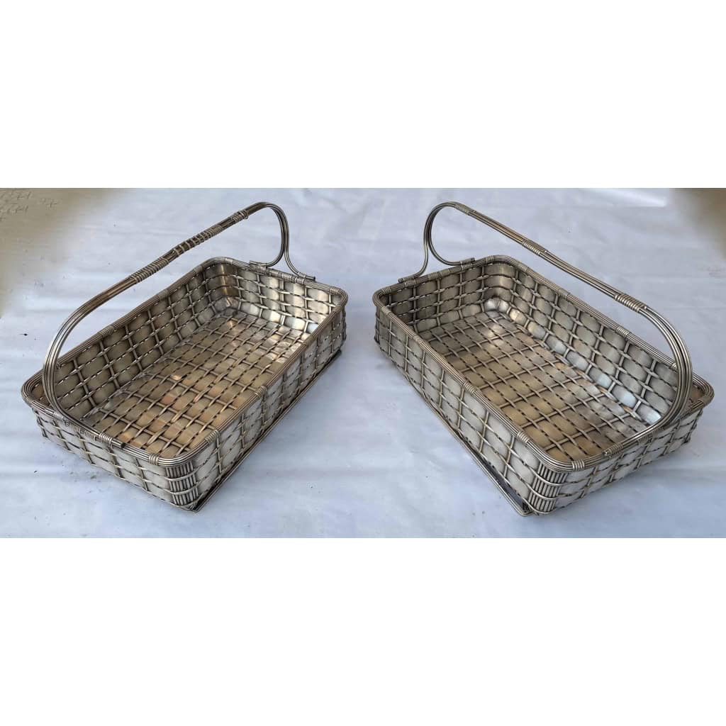 1900′ Paire De paniers De Présentations En Métal argenté Provenance Palace Parisien | Biron ||||||||||