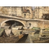 LEPINE Stanislas Paris, Le pont Louis Philippe en 1878 Huile sur toile signée catalogue raisonné N°54