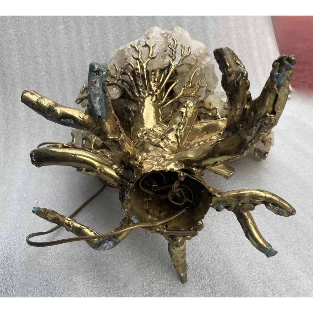 1970′Lampe Corail Éclairante En Bronze Avec Gypse Imitant le Cristal De Roche Style Duval Brasseur, Faure, Fernandez | Biron 1970′Lampe Corail Éclairante En Bronze Avec Gypse Imitant le Cristal De Roche Style Duval Brasseur, Faure, Fernandez