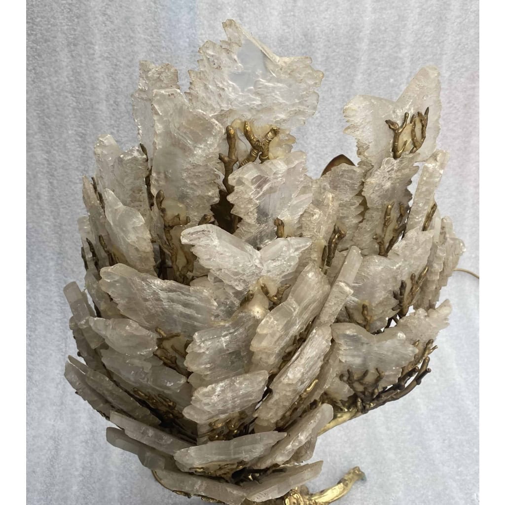 1970′Lampe Corail Éclairante En Bronze Avec Gypse Imitant le Cristal De Roche Style Duval Brasseur, Faure, Fernandez | Biron 1970′Lampe Corail Éclairante En Bronze Avec Gypse Imitant le Cristal De Roche Style Duval Brasseur, Faure, Fernandez
