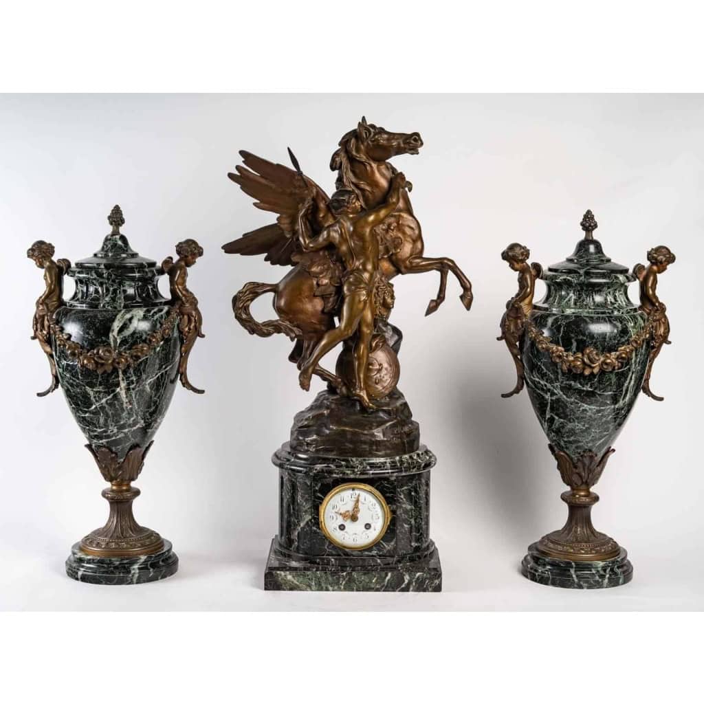 Garniture de cheminée en marbre en régule, XIXème siècle | Biron |||||||||||||||||||