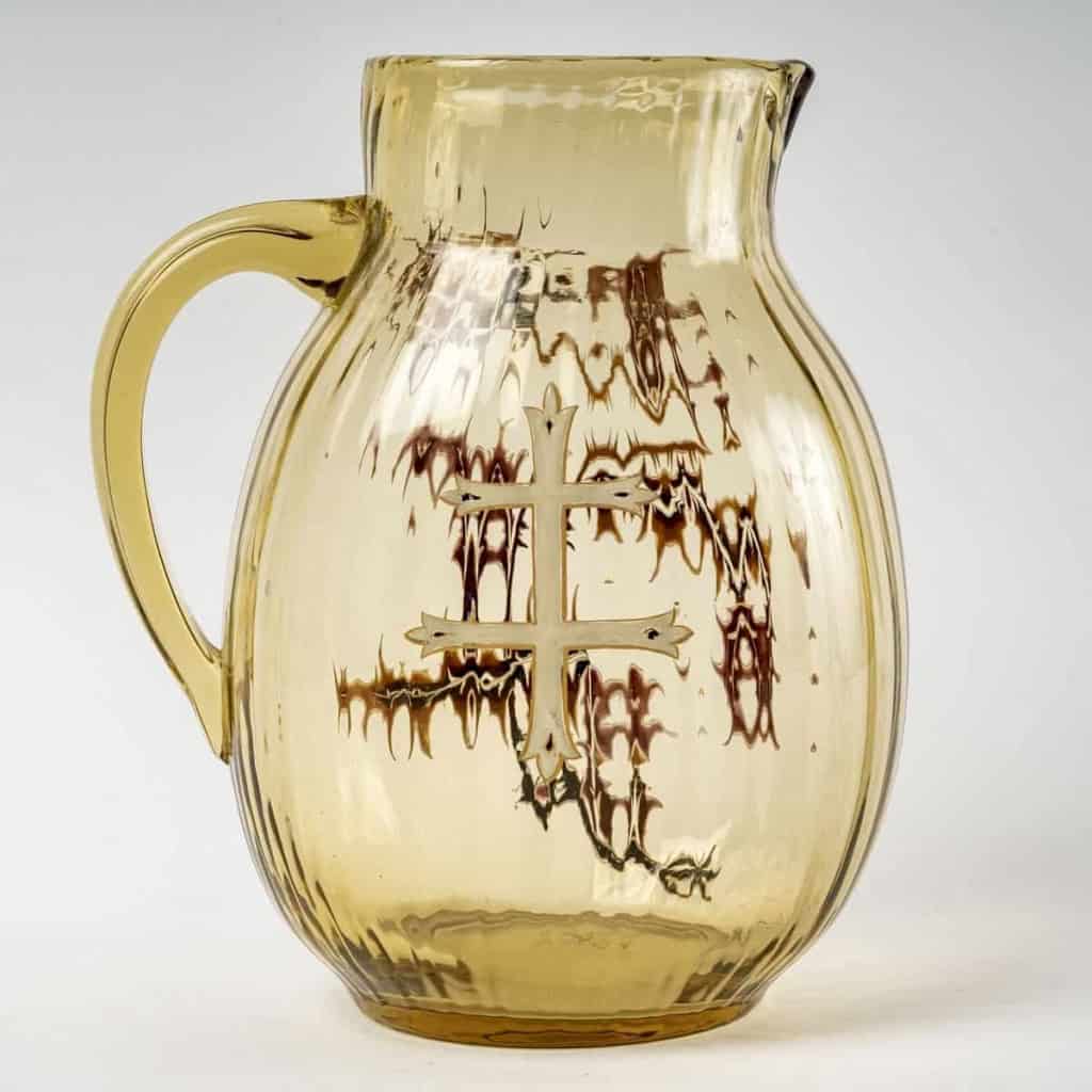 Service à Orangeade « Chardons » en verre jaune ambré émaillé d’Émile GALLE | Biron Service à Orangeade « Chardons » en verre jaune ambré émaillé d’Émile GALLE