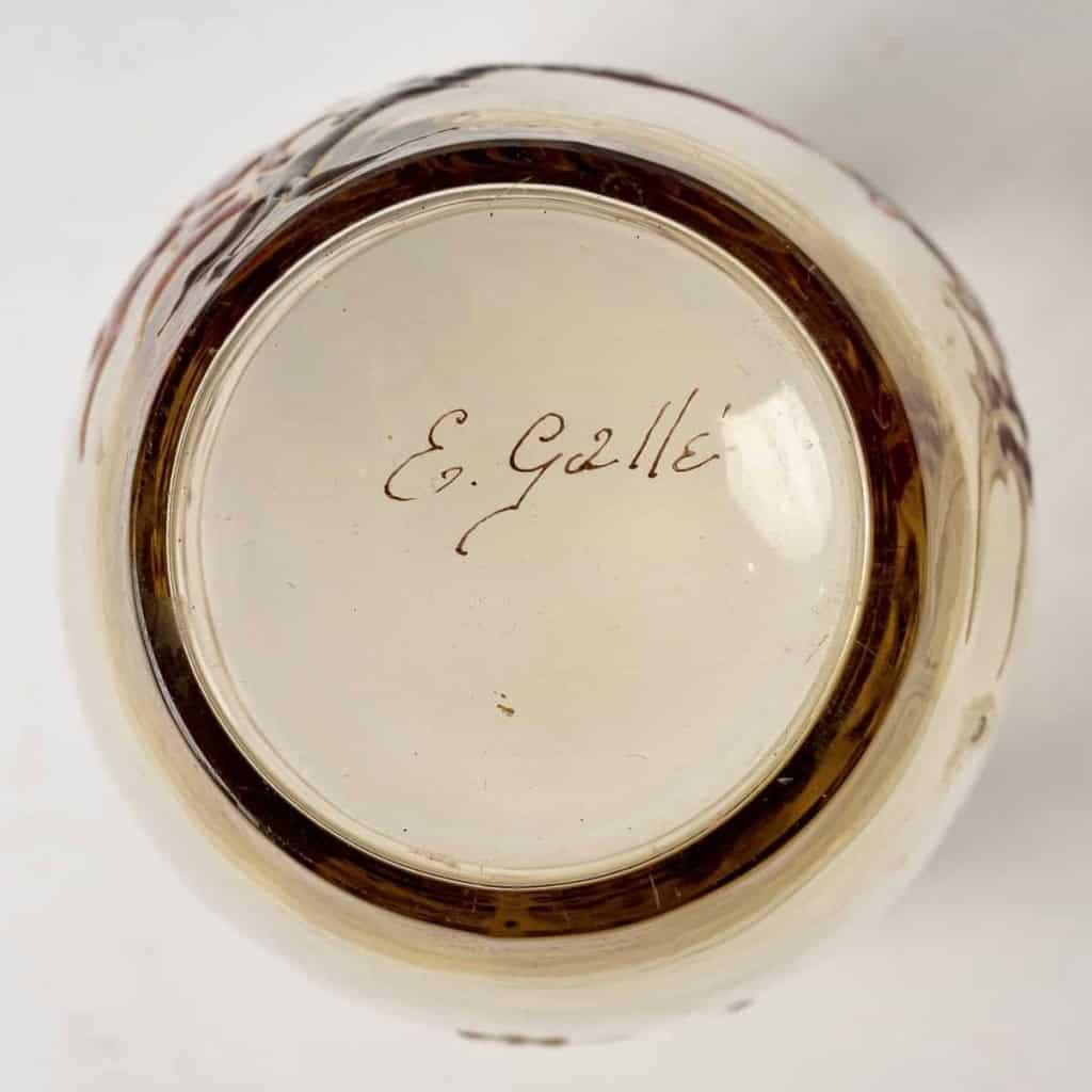 Service à Orangeade « Chardons » en verre jaune ambré émaillé d’Émile GALLE | Biron Service à Orangeade « Chardons » en verre jaune ambré émaillé d’Émile GALLE