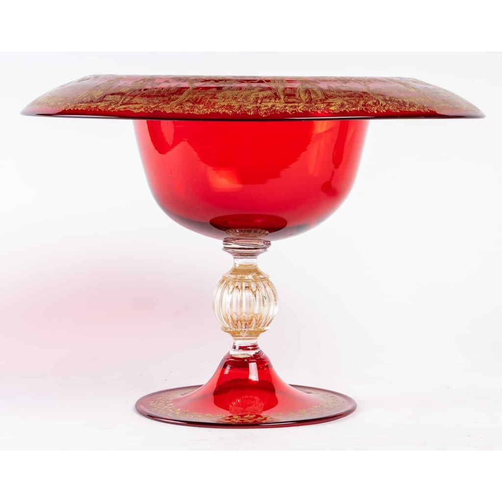Grande coupe Venise rouge, période 1920 | Biron ||||||