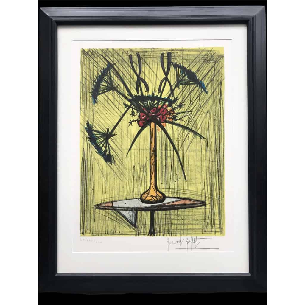 BUFFET Bernard Nature morte au vase de fleurs sur un guéridon Lithographie couleurs justifiée | Biron ||||||