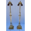 1970′ Paire de Lampes en Altuglas Et Laiton Doré Décor Colonnes A 5 Pétales | Biron |||||||||