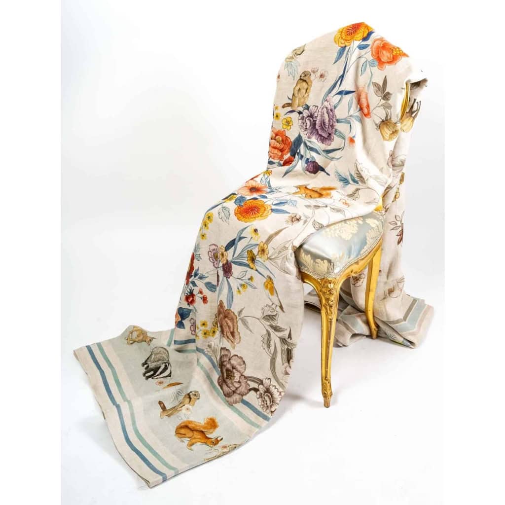 Tissu en lin « fleurs et animaux du jardin » | Biron |||||||