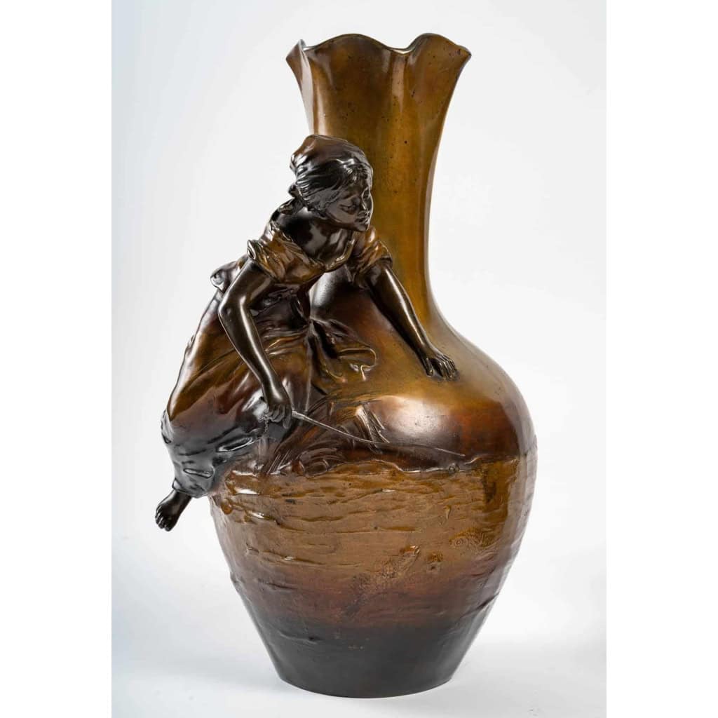 Paire de vases en régule avec des personnages, XIXème siècle | Biron Paire de vases en régule avec des personnages, XIXème siècle