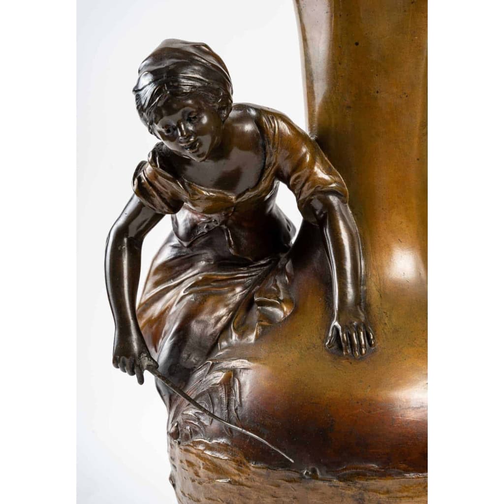 Paire de vases en régule avec des personnages, XIXème siècle | Biron Paire de vases en régule avec des personnages, XIXème siècle