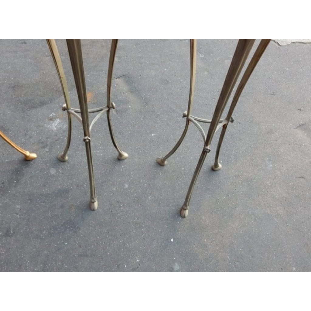 1950/70 Paire de Sellettes en Métal Argenté
