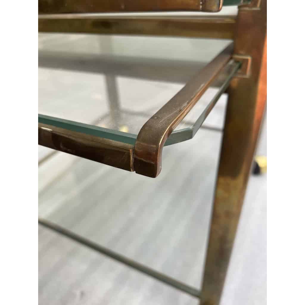 1970′ Desserte Roulante Extensible Jacques QUINET, Pour la maison MALABERT.Provenance Palace Parisien En Laiton Patiné.