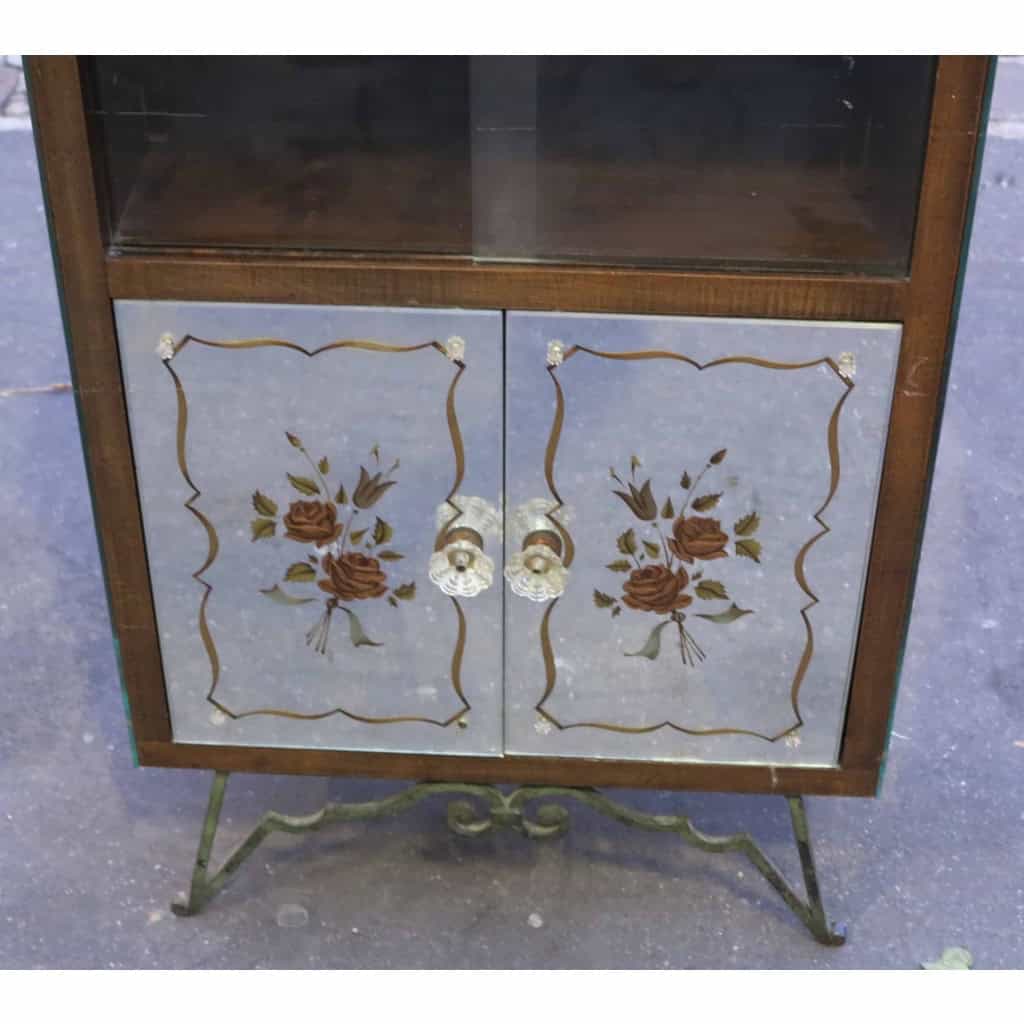 1950/70 Bar à Décor de Fleurs Eglomisées | Biron 1950/70 Bar à Décor de Fleurs Eglomisées