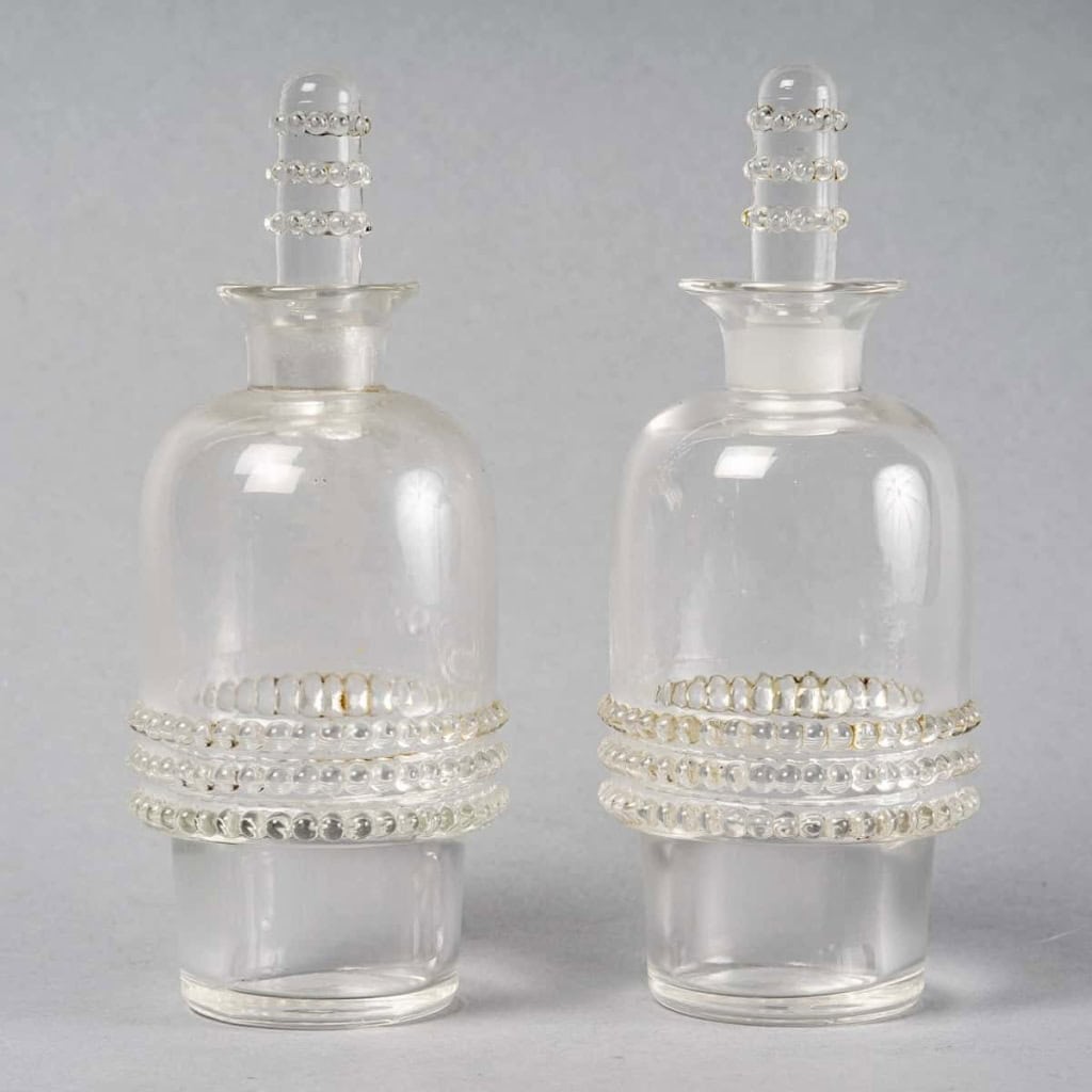 Huilier Vinaigrier « Nippon » verre blanc de René LALIQUE | Biron Huilier Vinaigrier "Nippon" verre blanc de René LALIQUE