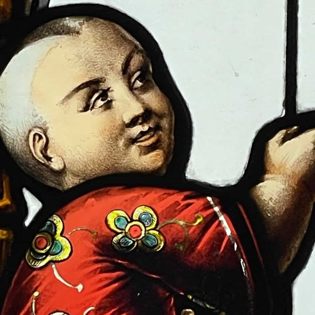 Vitrail vitraux L’enfant et la chasse aux papillons | Biron Vitrail vitraux L'enfant et la chasse aux papillons