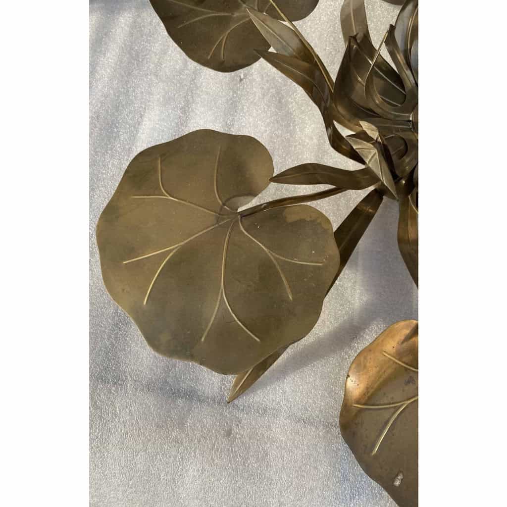 1970′ Applique Ou Plafonnier Au Feuillage DLG Maison Jansen en Laiton 1 Ampoule Diamétre 71 cm | Biron 1970′ Applique Ou Plafonnier Au Feuillage DLG Maison Jansen en Laiton 1 Ampoule Diamétre 71 cm
