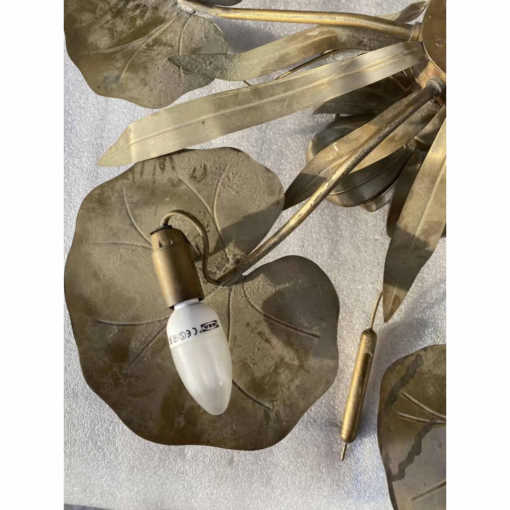 1970′ Applique Ou Plafonnier Au Feuillage DLG Maison Jansen en Laiton 1 Ampoule Diamétre 71 cm | Biron 1970′ Applique Ou Plafonnier Au Feuillage DLG Maison Jansen en Laiton 1 Ampoule Diamétre 71 cm